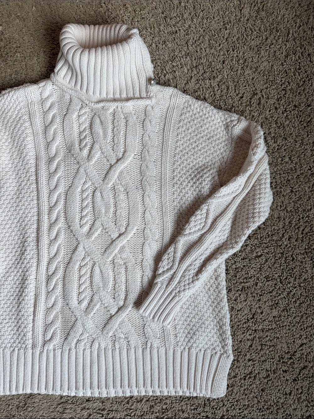 Ralph Lauren Cream Cable-Knit Turtleneck Sweater